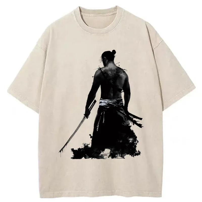 Tokyo-Tiger Strong Japanese Samurai Washed T-Shirt