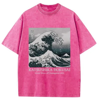 Tokyo-Tiger Ukiyoe Classic Waves Washed T-Shirt