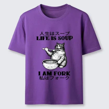 Tokyo-Tiger Cat Eating Soup With A Fork Classic T-Shirt