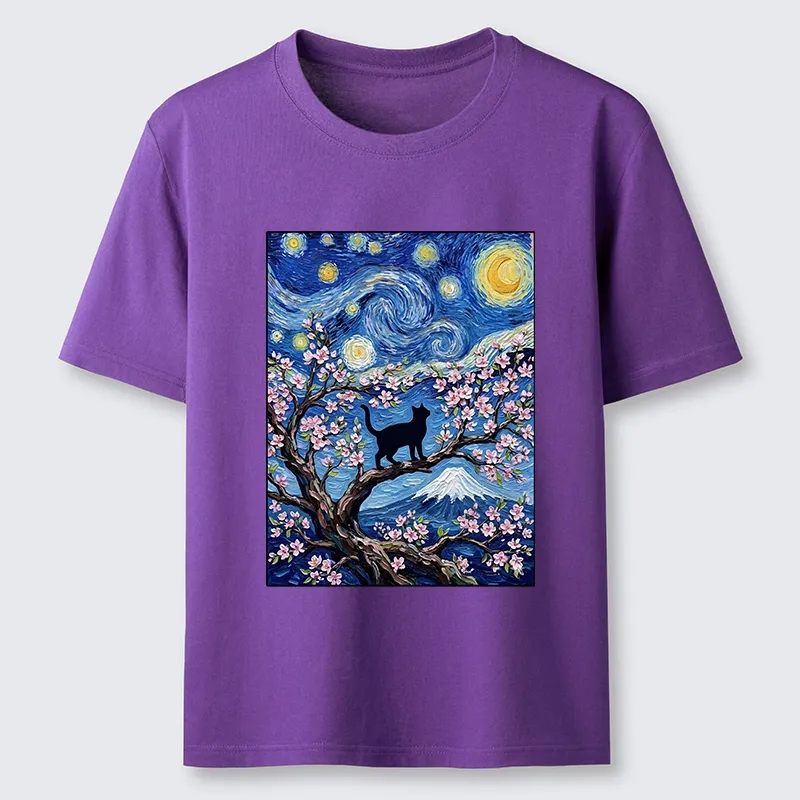 Tokyo-Tiger Van Gogh Style Cat With Mount Fuji Classic T-Shirt
