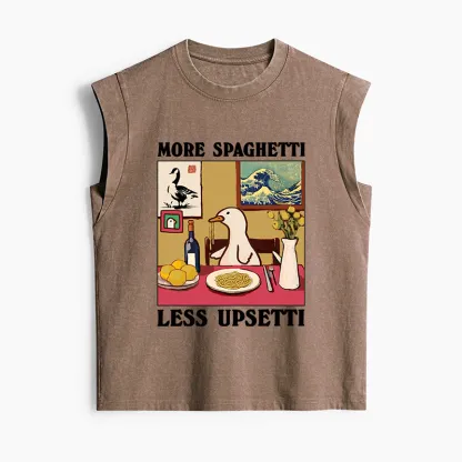 Tokyo-Tiger More Spaghetti Less Upsetti Goose Women's Washed Tank Tops