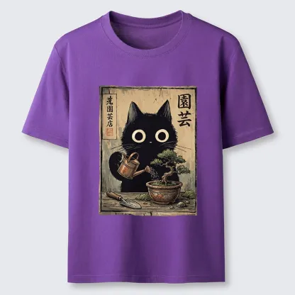 Tokyo-Tiger Black Cat Watering Bonsai Tree Classic T-Shirt