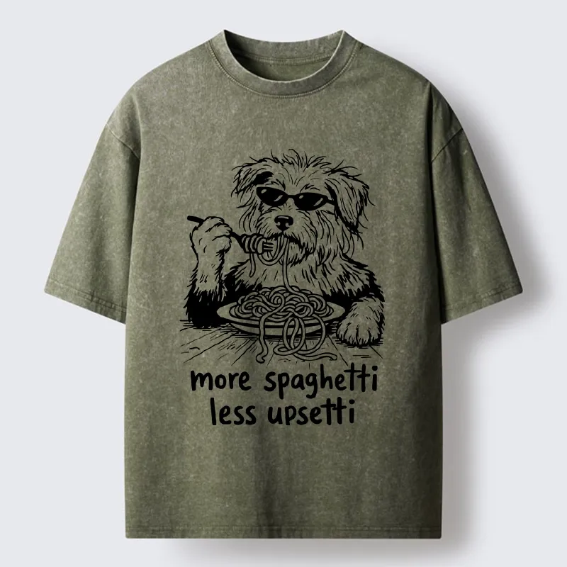 Tokyo-Tiger Cool Dog Eating Spaghetti Like A Boss Washed T-Shirt Sale