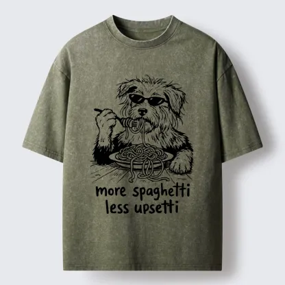 Tokyo-Tiger Cool Dog Eating Spaghetti Like A Boss Washed T-Shirt