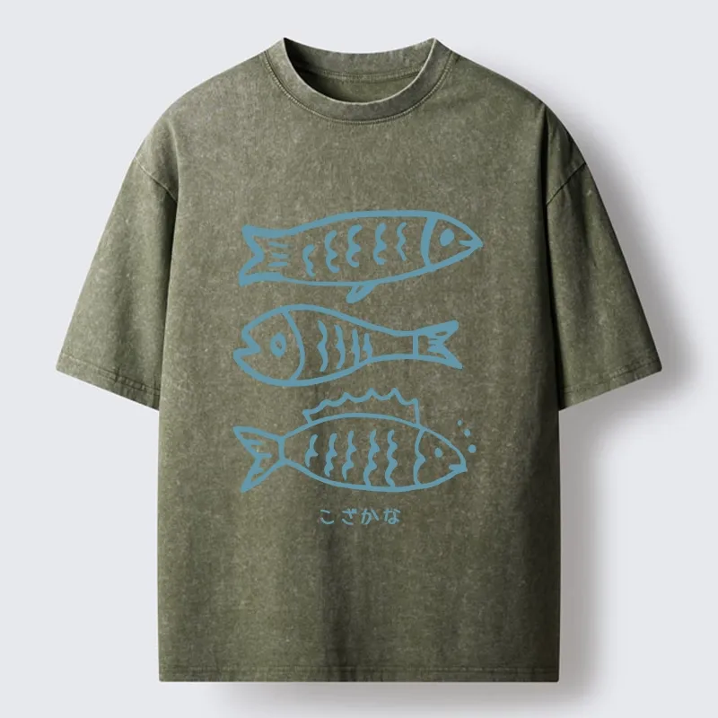 Tokyo-Tiger Three Simple Fish Swimming In The Sea Washed T-Shirt Sale