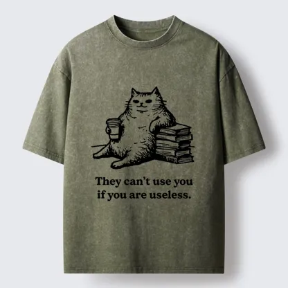 Tokyo-Tiger Cat Proving Uselessness Is A Superpower Washed T-Shirt