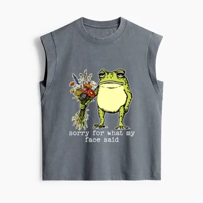 Tokyo-Tiger Frog Sorry Mode Activated Women's Washed Tank Tops