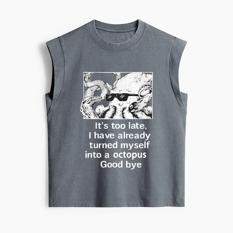 Tokyo-Tiger Octopus Meme I Disappeared Completely Women's Washed Tank Tops