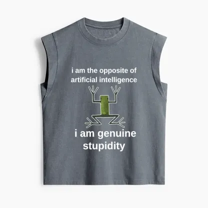 Tokyo-Tiger Genuine Stupidity Frog Meme Women's Washed Tank Tops