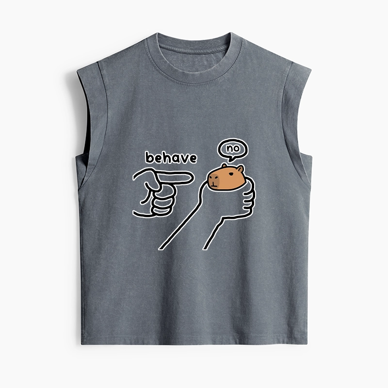 Tokyo-Tiger Dishonest Capybara Women's Washed Tank Tops