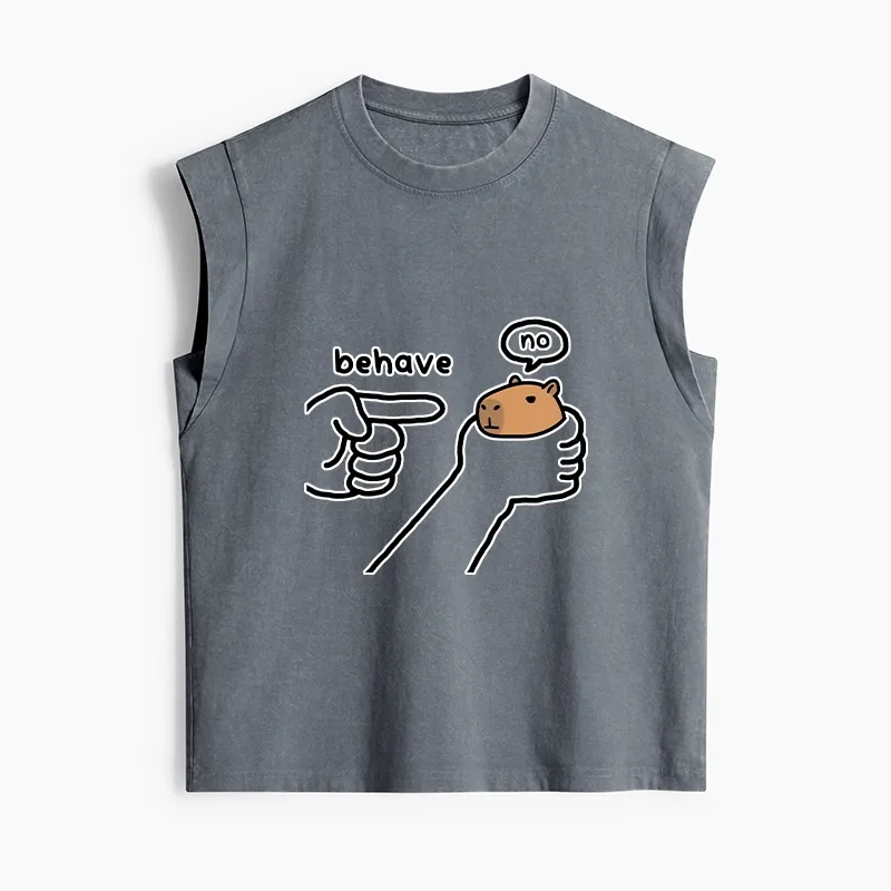Tokyo-Tiger Dishonest Capybara Women's Washed Tank Tops