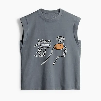 Tokyo-Tiger Dishonest Capybara Women's Washed Tank Tops