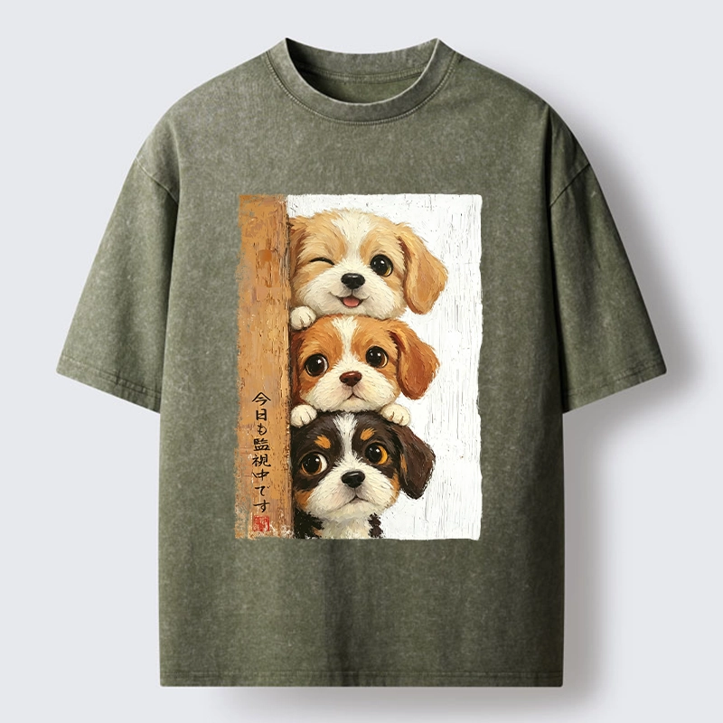 Tokyo-Tiger Dog Squad Watching You Washed T-Shirt