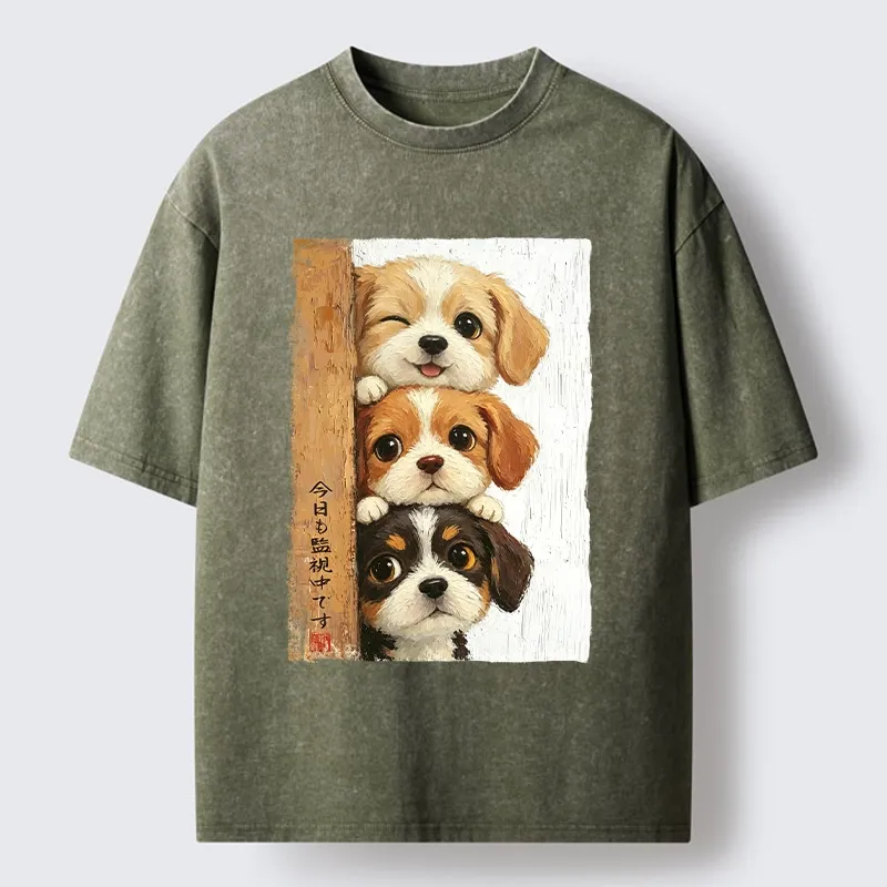 Tokyo-Tiger Dog Squad Watching You Washed T-Shirt