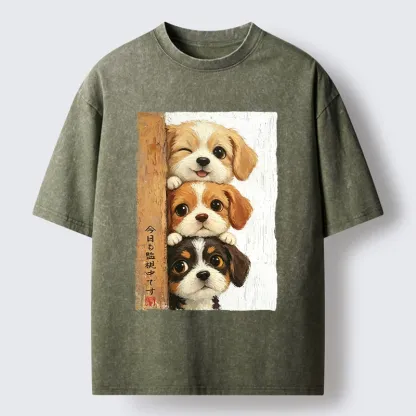 Tokyo-Tiger Dog Squad Watching You Washed T-Shirt