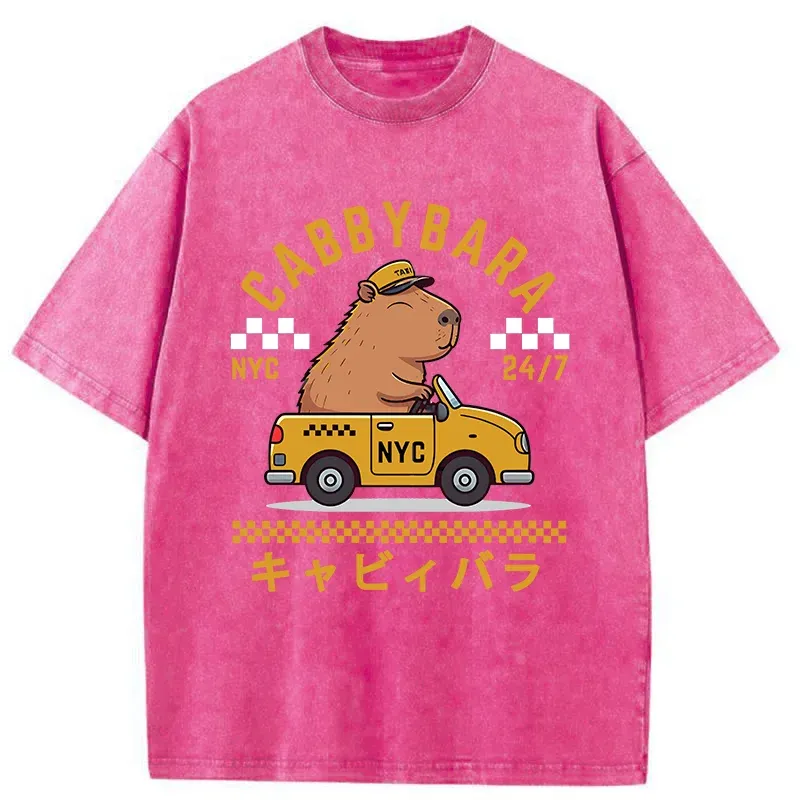 Tokyo-Tiger Capybara Driving Washed T-Shirt