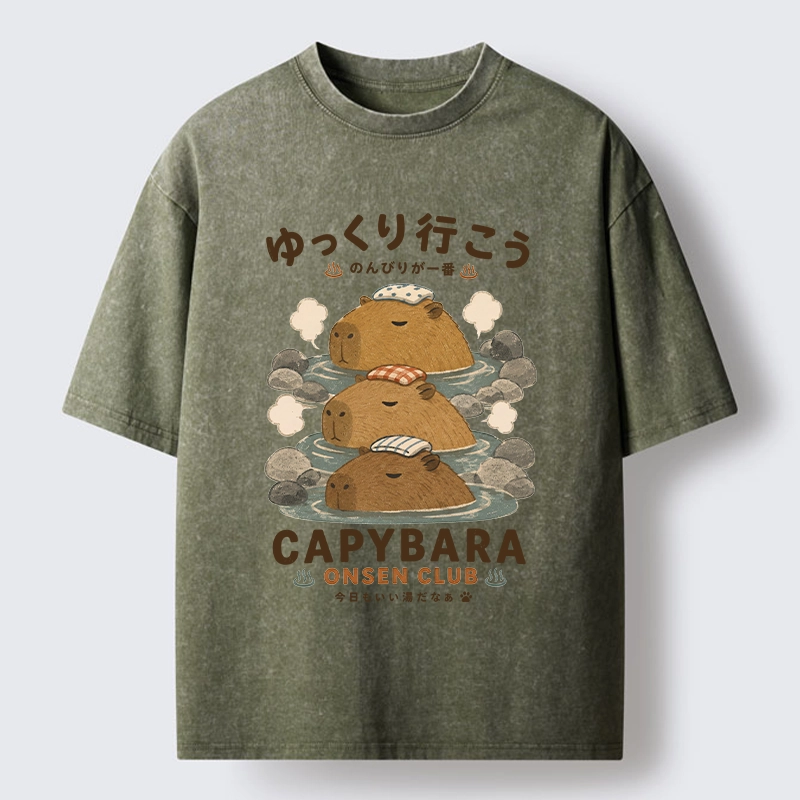 Tokyo-Tiger Hot Spring Life Slow Vibes Only Washed T-Shirt