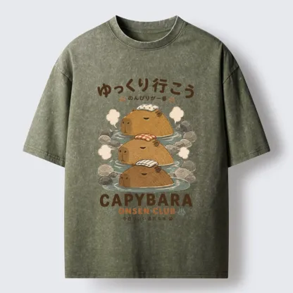 Tokyo-Tiger Hot Spring Life Slow Vibes Only Washed T-Shirt