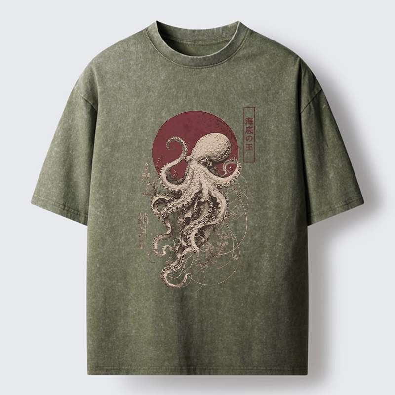 Tokyo-Tiger Deep Sea King Octopus Washed T-Shirt
