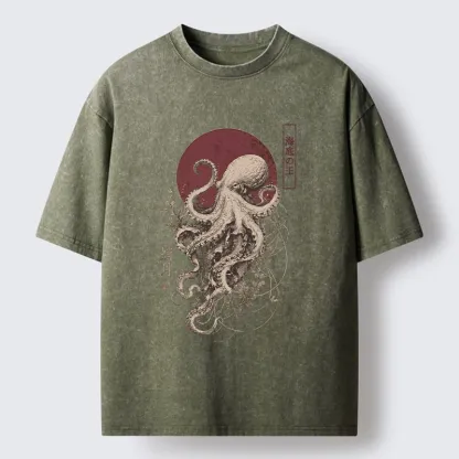 Tokyo-Tiger Deep Sea King Octopus Washed T-Shirt