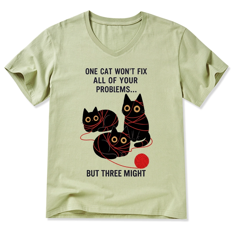 Tokyo-Tiger Three Cats Fix All Problems V-Neck Classic T-Shirt