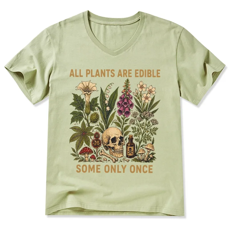 Tokyo-Tiger Edible Plants Some Only Once Joke V-Neck Classic T-Shirt