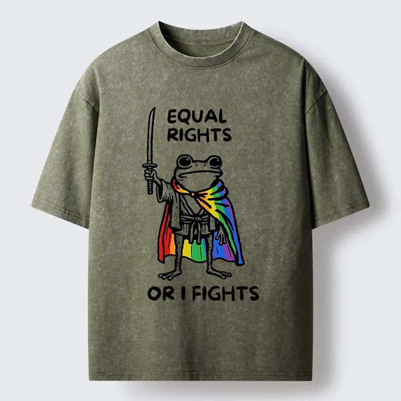 Tokyo-Tiger Equal Rights Or The Frog Fights Washed T-Shirt