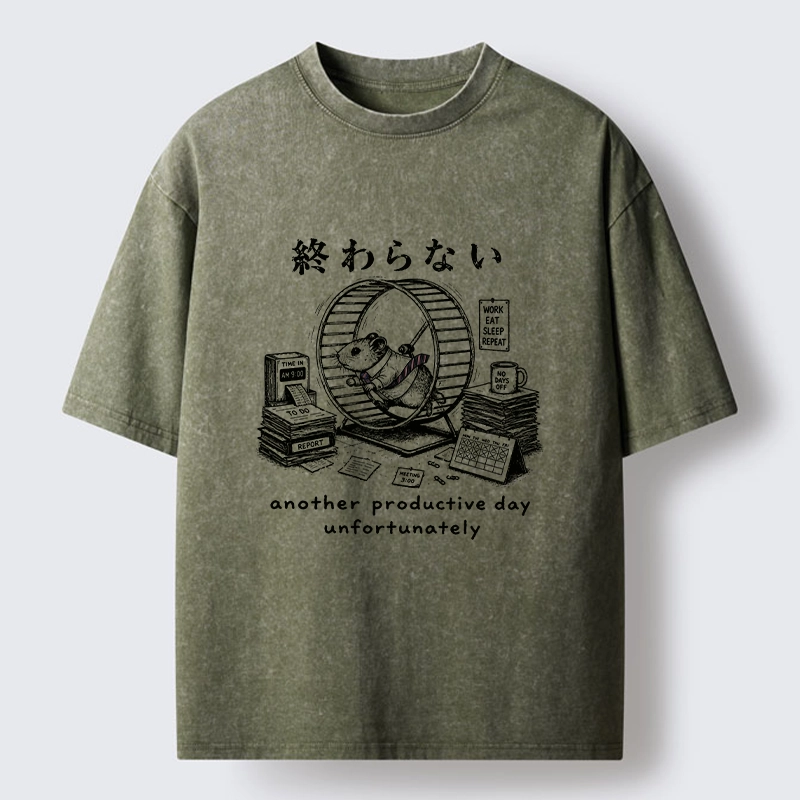 Tokyo-Tiger The Never Ending Work Hamster Washed T-Shirt
