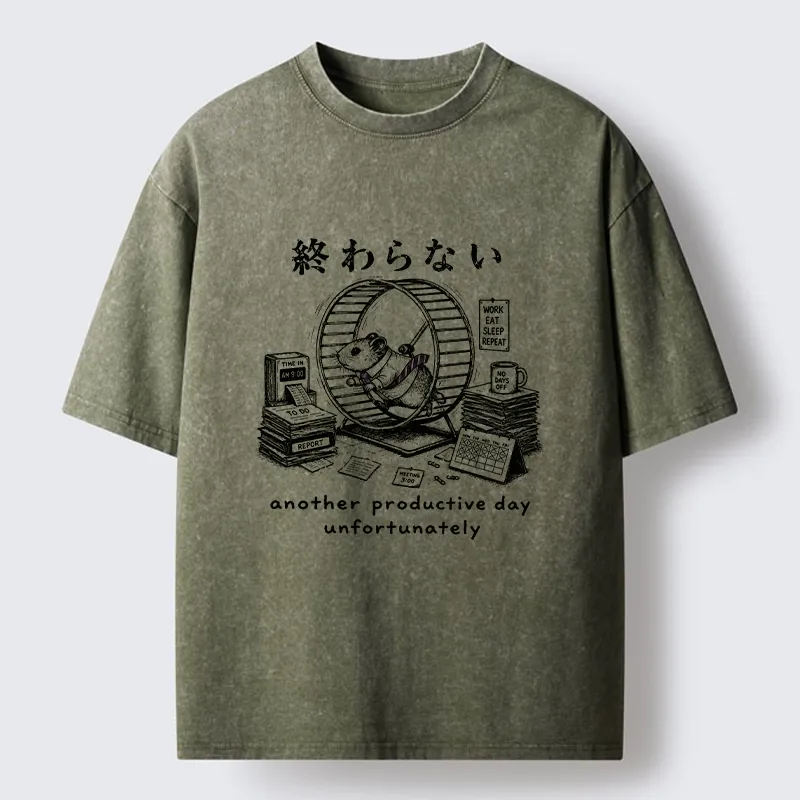 Tokyo-Tiger The Never Ending Work Hamster Washed T-Shirt