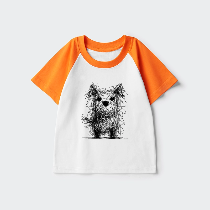 Tokyo-Tiger Scruffy Dog Chaos Art Kids Raglan T-shirt