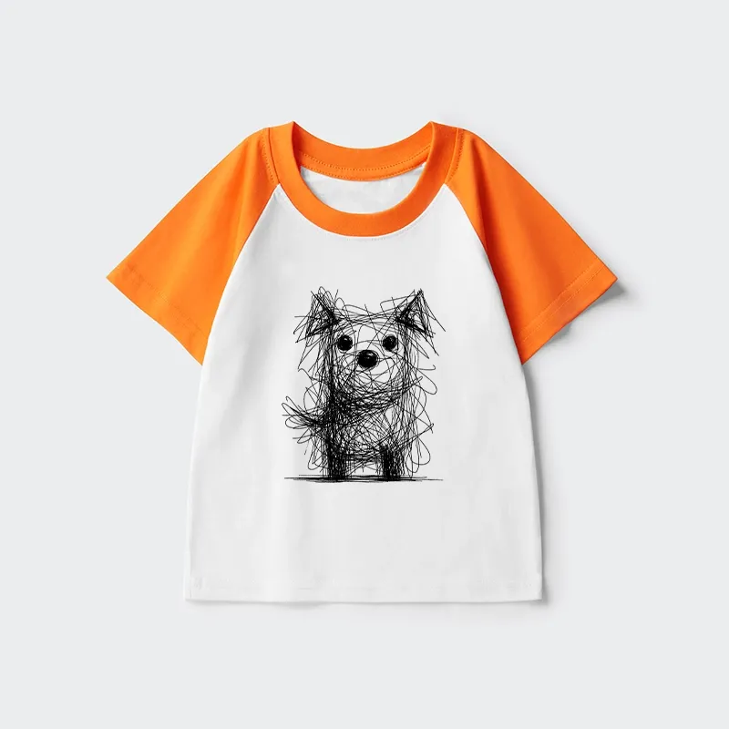 Tokyo-Tiger Scruffy Dog Chaos Art Kids Raglan T-shirt