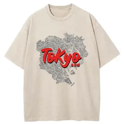 Tokyo-Tiger Tokyo City Area Washed T-Shirt