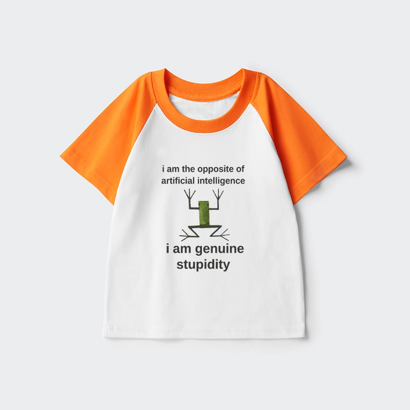 Tokyo-Tiger Genuine Stupidity Frog Meme Kids Raglan T-shirt