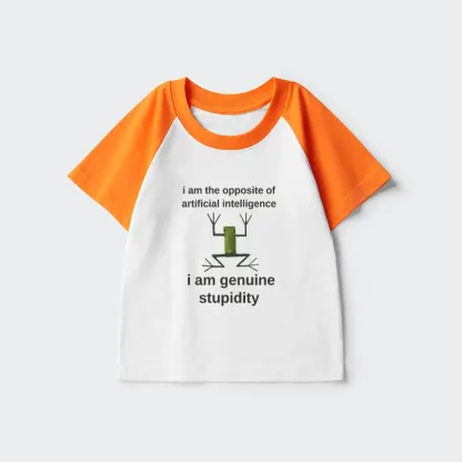 Tokyo-Tiger Genuine Stupidity Frog Meme Kids Raglan T-shirt