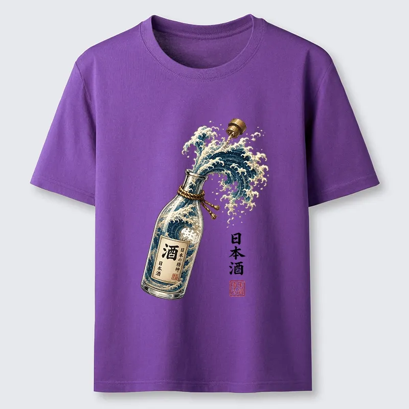 Tokyo-Tiger Ocean Wave Poured From A Sake Bottle Classic T-Shirt