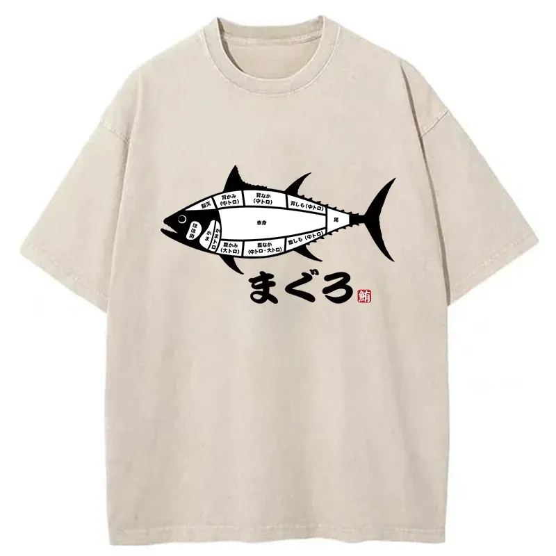 Tokyo-Tiger Tuna Usage Chart Washed T-Shirt