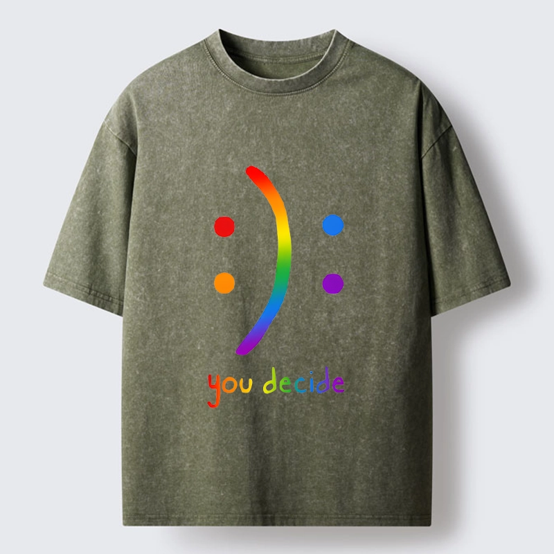 Tokyo-Tiger Colorful Rainbow Emoji You Decide Washed T-Shirt