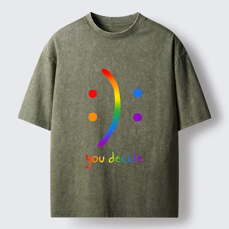 Tokyo-Tiger Colorful Rainbow Emoji You Decide Washed T-Shirt Sale