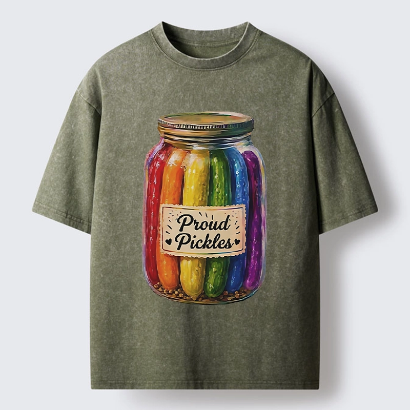 Tokyo-Tiger Proud Pickles Rainbow Pride Jar Washed T-Shirt