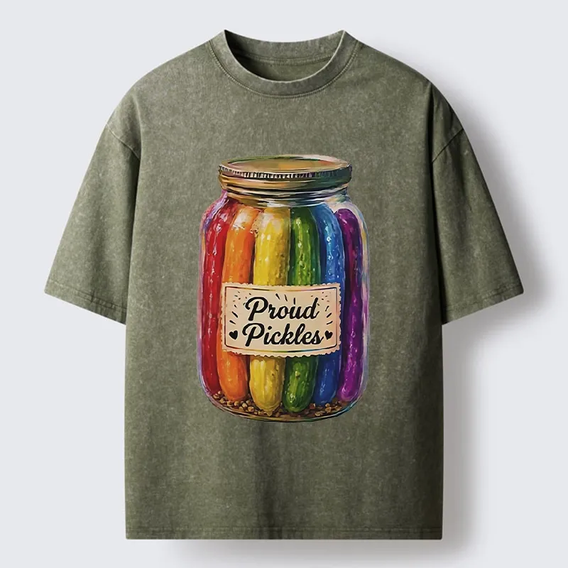 Tokyo-Tiger Proud Pickles Rainbow Pride Jar Washed T-Shirt