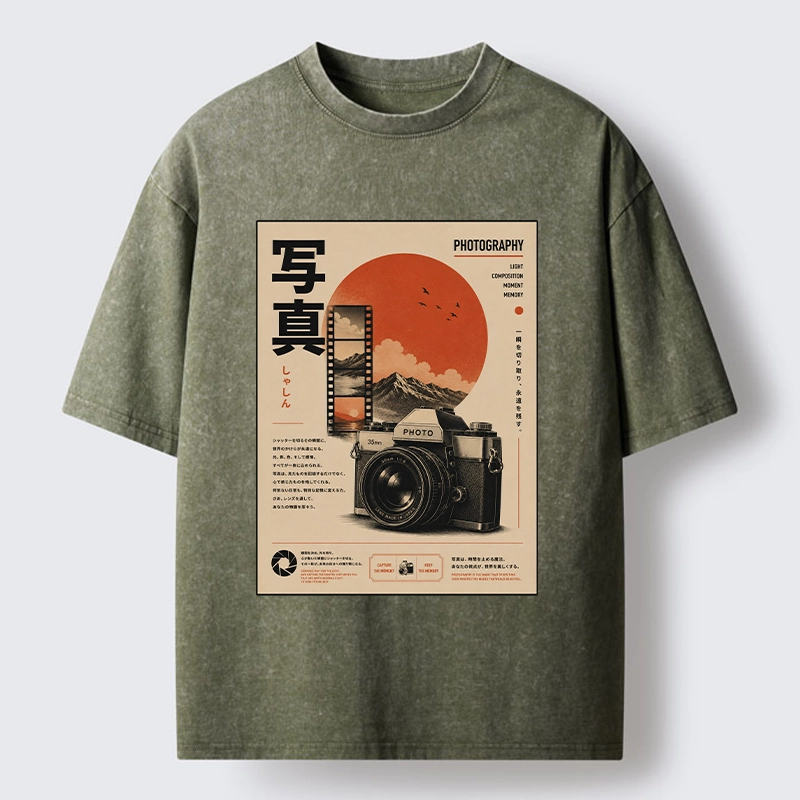 Tokyo-Tiger Vintage Japanese Photography Camera Poster Washed T-Shirt