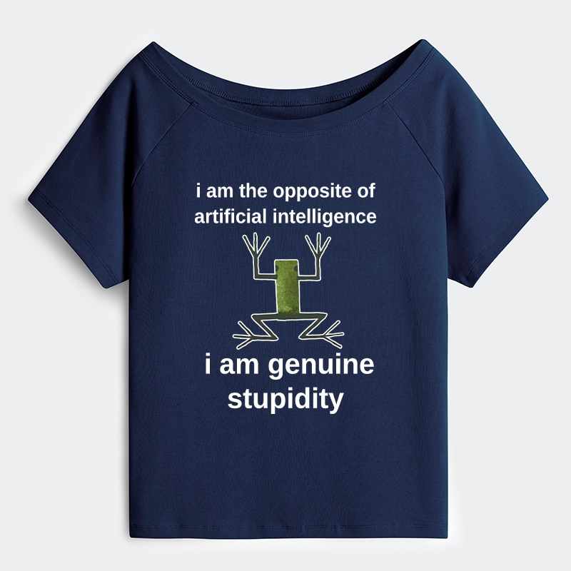 Tokyo-Tiger Genuine Stupidity Frog Meme Off Shoulder T-Shirt