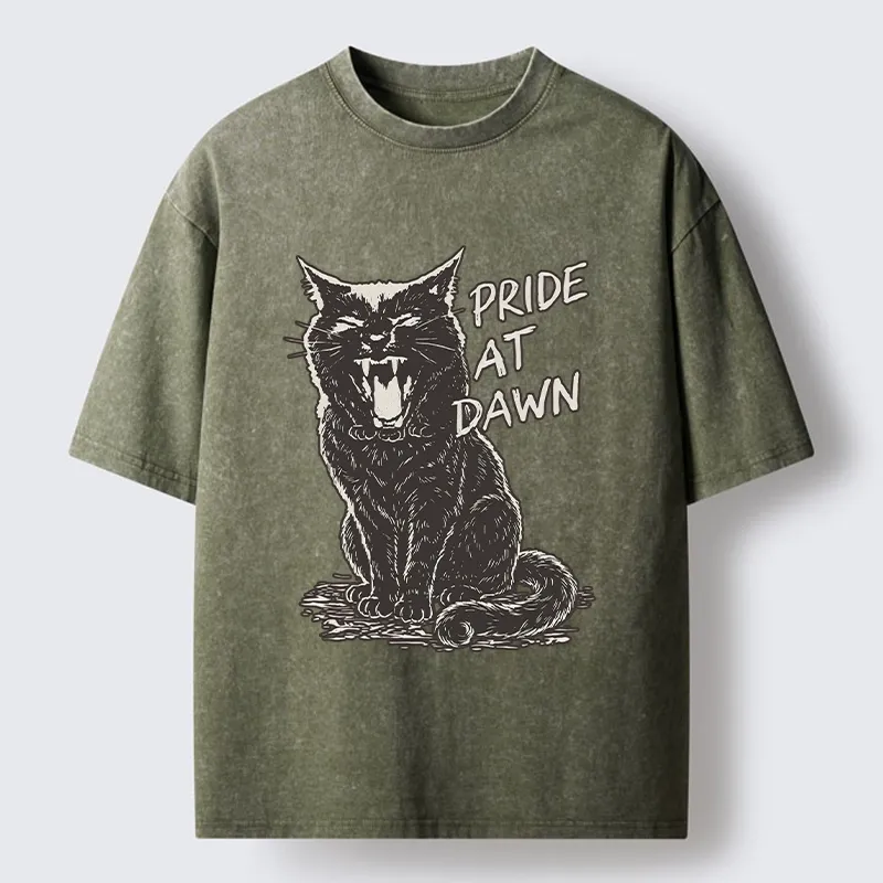 Tokyo-Tiger Cool Black Cat With Pride At Dawn Washed T-Shirt