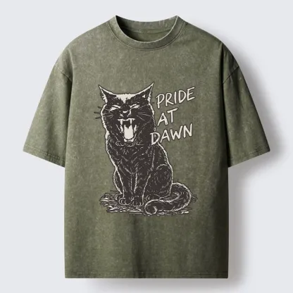 Tokyo-Tiger Cool Black Cat With Pride At Dawn Washed T-Shirt