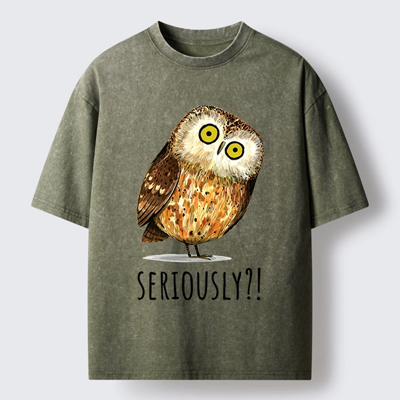 Tokyo-Tiger Seriously Confused Owl Meme Art Washed T-Shirt