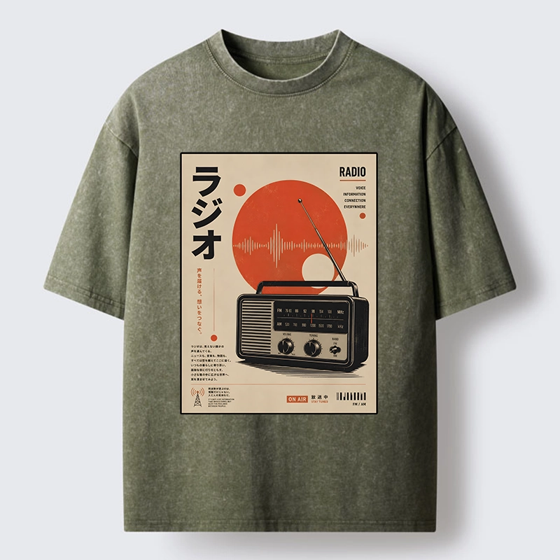 Tokyo-Tiger Vintage Japanese Radio Poster Art Washed T-Shirt
