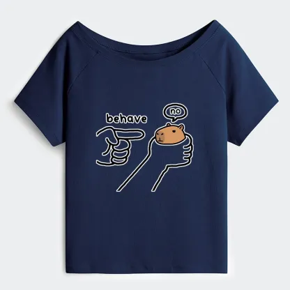 Tokyo-Tiger Dishonest Capybara Off Shoulder T-Shirt