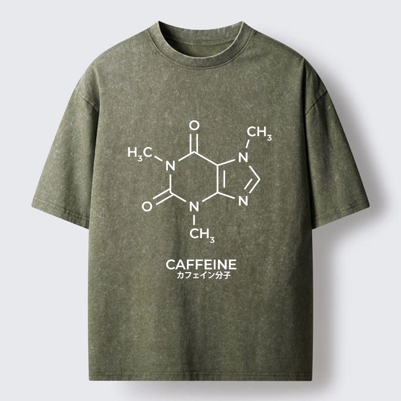 Tokyo-Tiger Caffeine Molecule Structure Washed T-Shirt