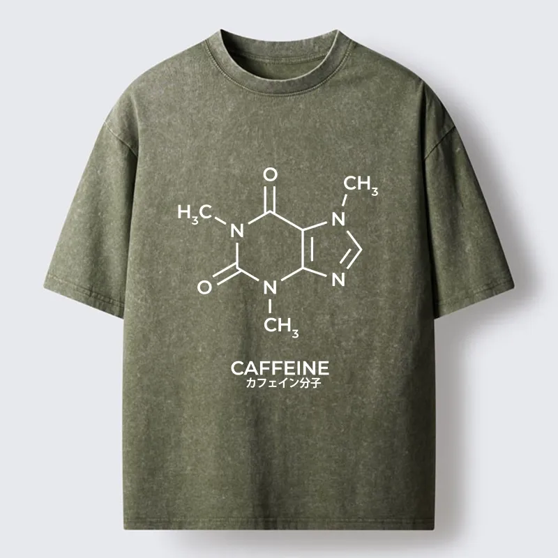 Tokyo-Tiger Caffeine Molecule Structure Washed T-Shirt