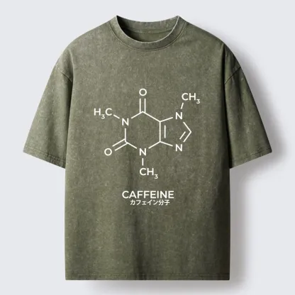 Tokyo-Tiger Caffeine Molecule Structure Washed T-Shirt